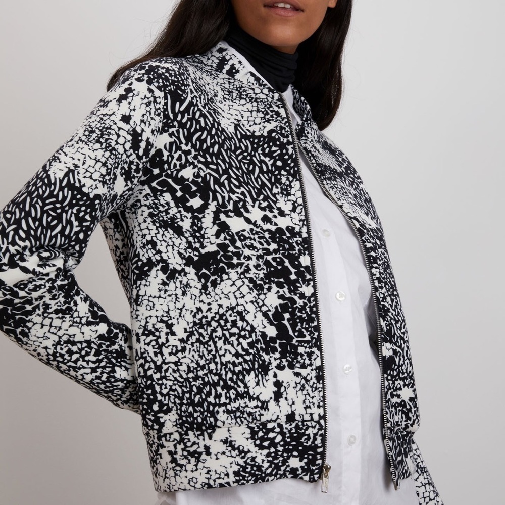 The Kit NYC Black and White Print Bomber Jacket